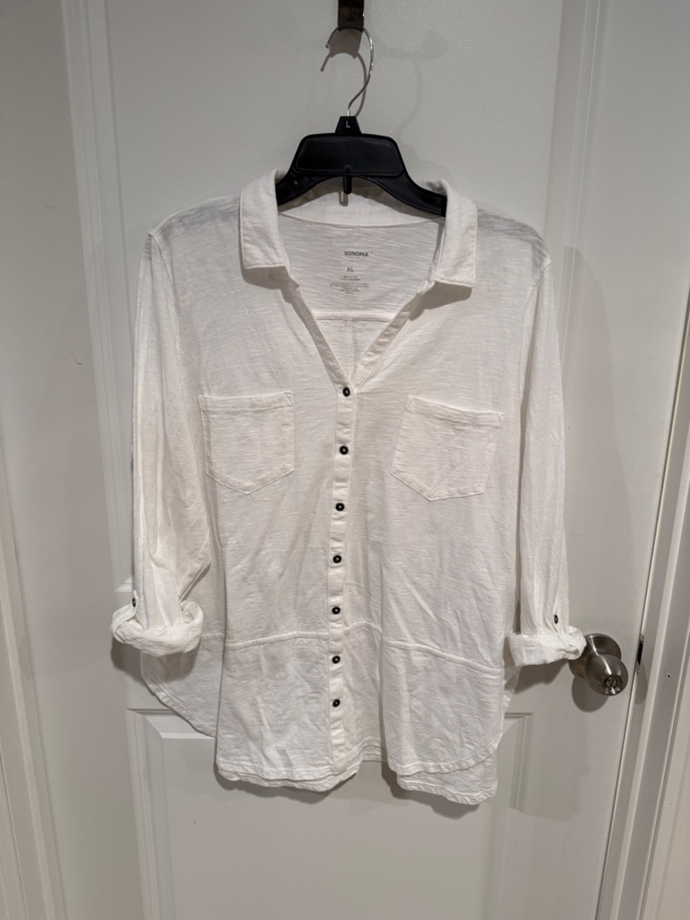 Sonoma White Button-Front Casual Shirt